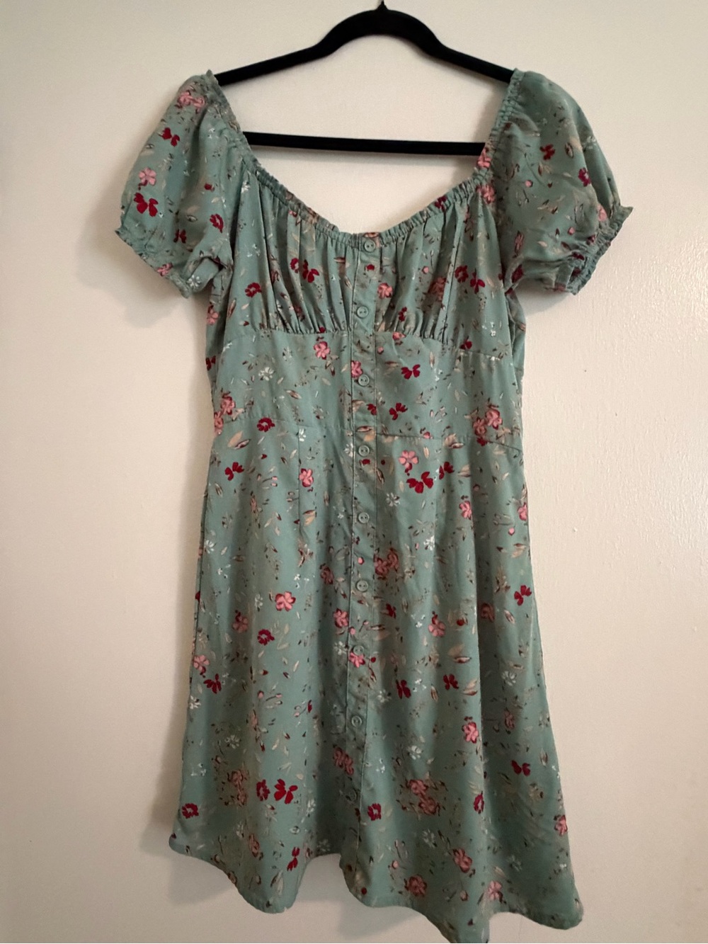 Mint Green Floral Off-Shoulder Dress